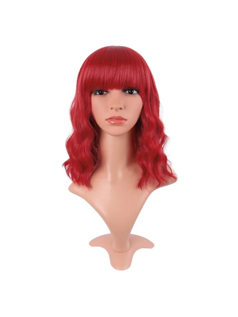 Women's Red 14 Inch Fresh Bright Synthetic Ordinary Short Wavy Curly Wigs